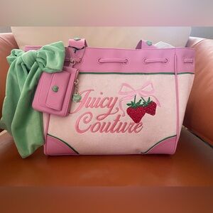 NEW! Juicy Couture Retro Strawberry Pink with Green Daydreamer Bag